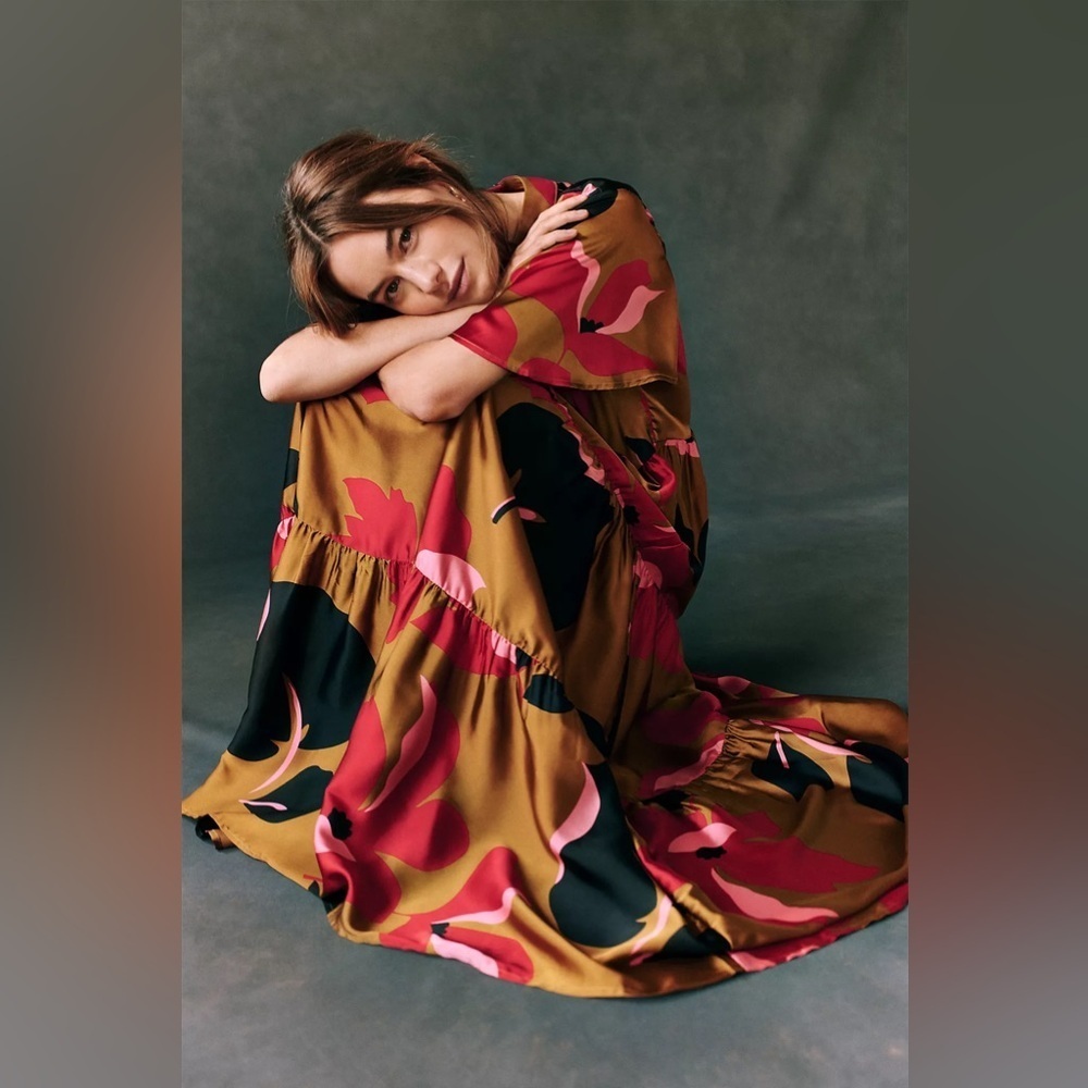 Corey Lynn Calter Anthropologie Gianna Mock Neck Tiered Maxi Dress XSP - Picture 2 of 9